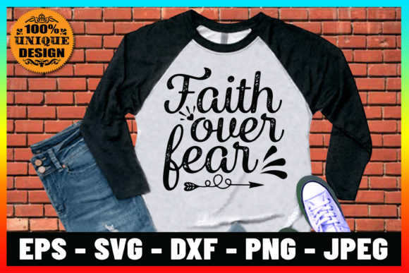 Faith over Fear Bible Verse Tee Design for Print Templates