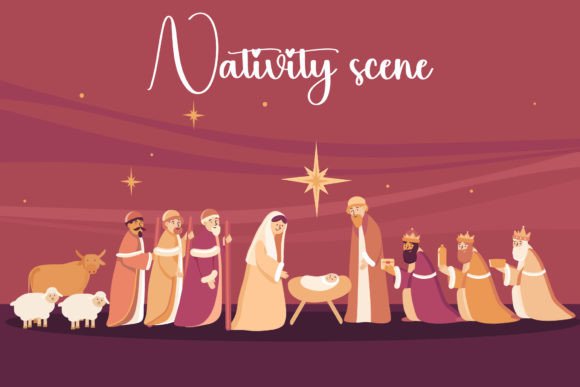 Nativity Scene Illustration SVG Bonus and Illustrations