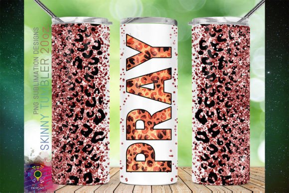 Pray Leopard Rose Gold Glitter Tumbler for Crafts